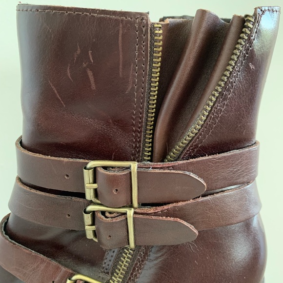 Hush Puppies Rustique - Brown Leather Mid Calf Boots with Heel - Size 8M - Picture 15 of 16